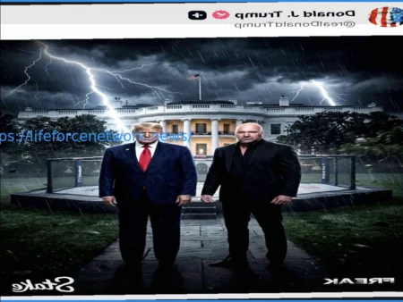 Trump Shares AI-Generated UFC Fight Video on White House Lawn